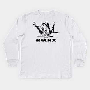 Funny Cute Boxer Dog saying just relax Kids Long Sleeve T-Shirt